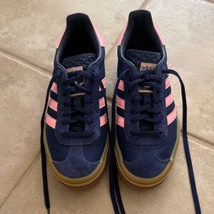 Adidas Dark Blue and Pink Gazelle Platforms